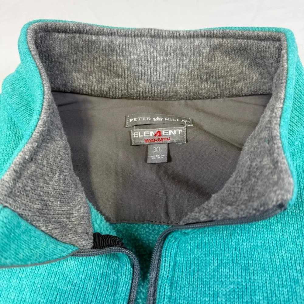 Peter Millar Element 4 Warmth 1/4 Zip Pullover Golf Fleece Men's Size XL Teal